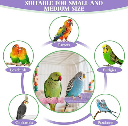 5 Pcs Bird Beak Grinding Stone and Bird Chewing Toy,Parrot Beak Grinding Calcium Stone with Bells,Cage Toys for Budgies,Parakeets,Cockatiels