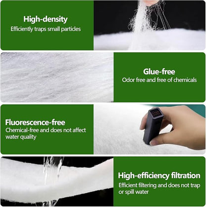 Aquarium Filter Floss 12 * 144 Inches, Cut to Fit Fish Tank Filter, Dual Density Aquarium Filter Pad, Pond Filter Media Roll Clear Water for Freshwater & Saltwater, Safe for Fish, Reef, Turtles