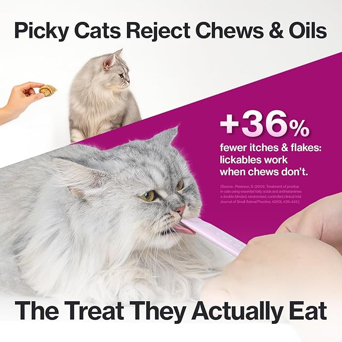 Doctor By Cat Silk Derma Lickable Feline Skin and Coat Supplement - Dandruff Treatment & Itchy Skin Relief Allergy Support for a Glossy Coat Immune Boosting Formula - 30 Individual Treat Tubes