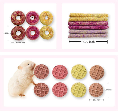 Dbeans Flourishing Rabbit Chew Toys 20PCS, Various Tastes, Rabbit Treats and Toys for Bunnies and Guinea Pigs, Promotes Dental Care and Digestion