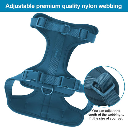 No Pull Lightweight Dog Harness: Adjustable Durable Breathable Mesh Pet Vest Harness with Soft & Comfortable Cushion, for Small Medium Large Dogs (Small, Navy)
