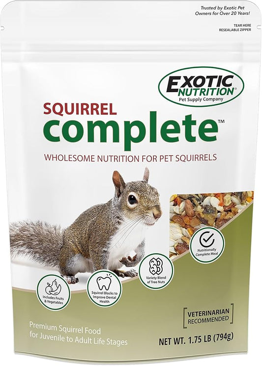 Squirrel Complete (1.75 lb.) - Healthy Natural Food - Nutritionally Complete Diet for Pet & Captive Squirrels - Ground, Grey, and Flying Squirrels, & Chipmunks