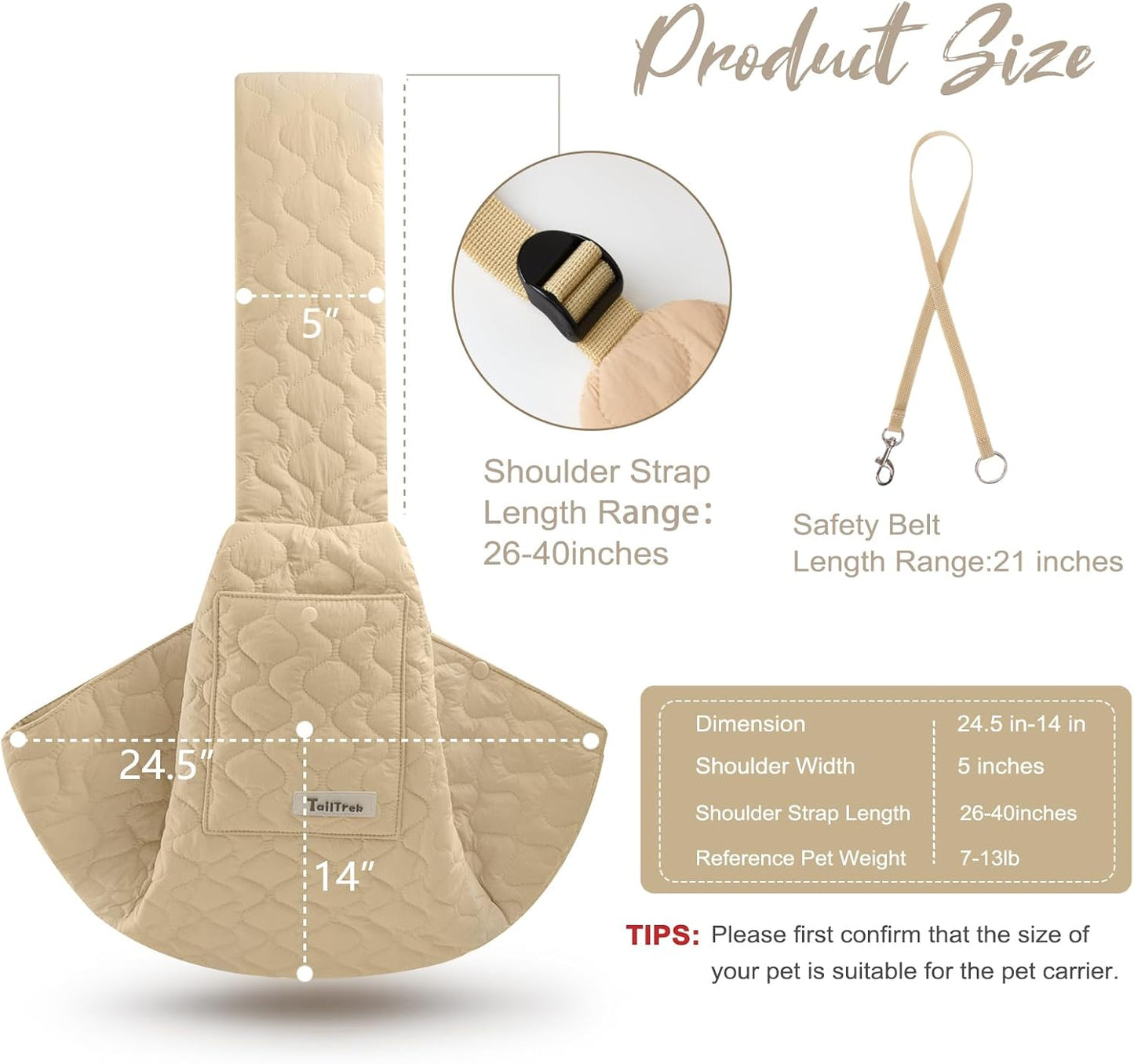 Dog Sling for Small Dogs, Front Dog Sling Carrier, Padded Adjustable Pet Soft Carrier with Adjustable Shoulder Strap, Travel Safety Harness Machine Washable for Small Cats Puppy Outdoor