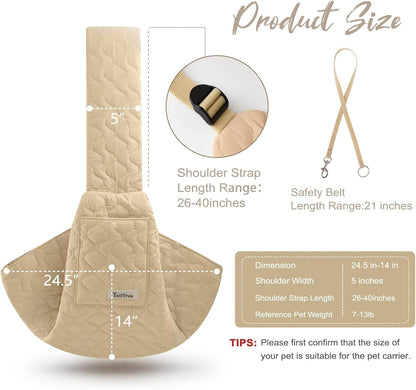 Dog Sling for Small Dogs, Front Dog Sling Carrier, Padded Adjustable Pet Soft Carrier with Adjustable Shoulder Strap, Travel Safety Harness Machine Washable for Small Cats Puppy Outdoor