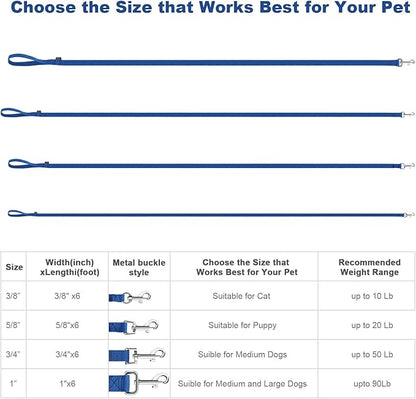 AMAGOOD 6 FT Puppy/Dog Leashes, Strong Traditional Style Leash with Easy to Use Collar Hook,Dog Lead Great for Small and Medium and Large (Blue,5/8" x 6 Feet)