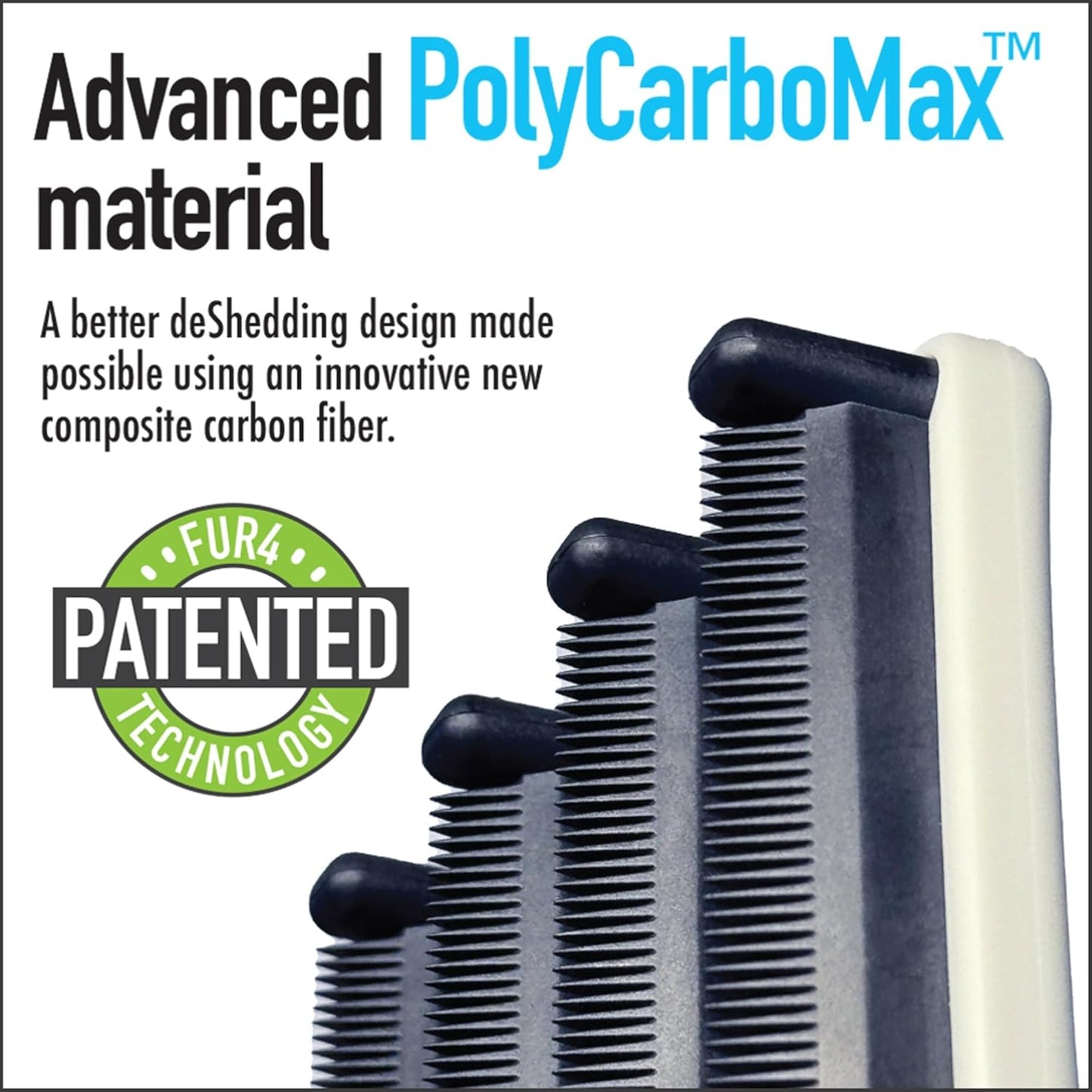 FUR4 deShedding Dog Brush for Short Hair Dogs – Pet Hair Brush with 4 Carbon Fiber Edges – deShedding Tool Removes Loose Fur – Gentle & Effective Dog Grooming Brush for Shedding