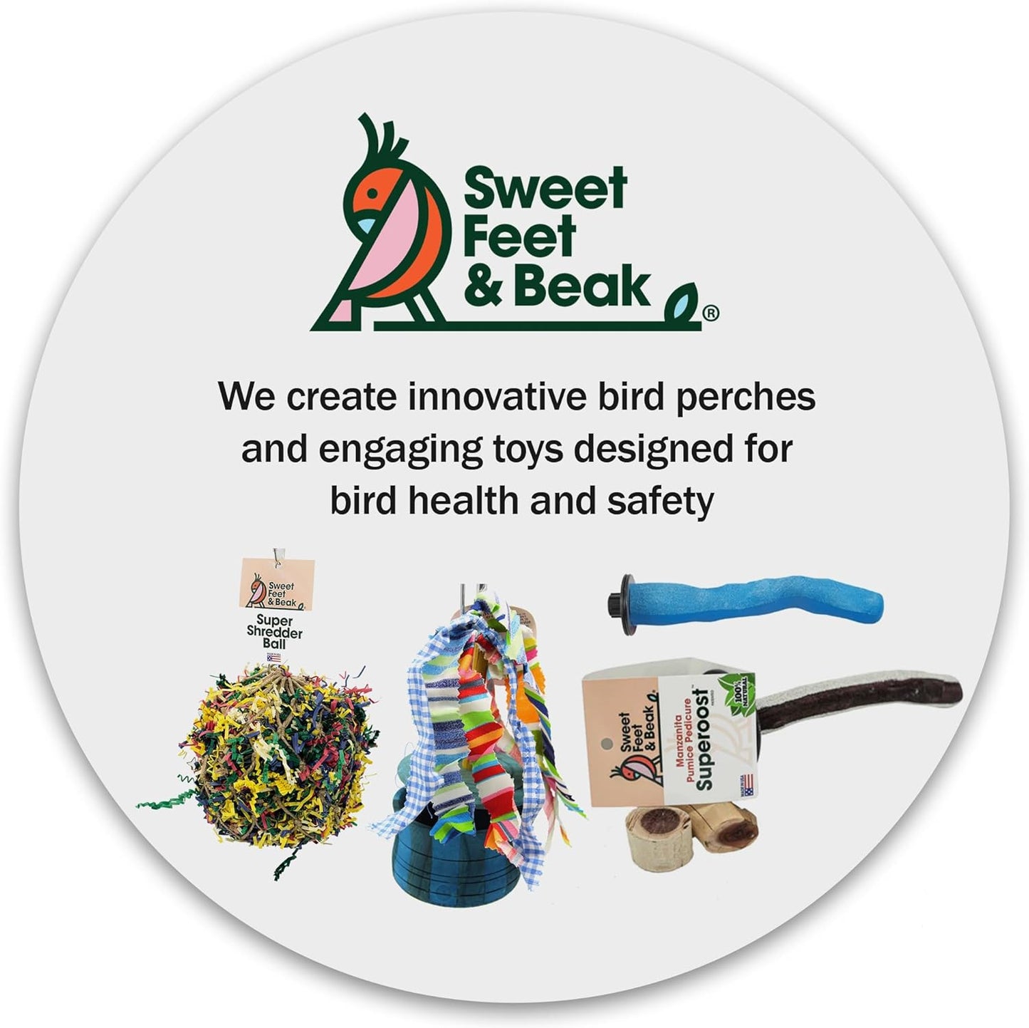 Sweet Feet and Beak Superoost Manzanita Pumice Pedicure Perch- Easy to Install Bird Cage Accessories for Healthy Feet, Nails and Beak - Natural Bird Perches Imitates Birds' Life in The Wild - XS 8"