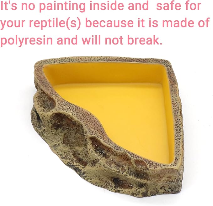 Reptile Feeder Resin Bowl Amphibian Reptile Bowl for Lizard Gecko Bearded Dragon Turtle