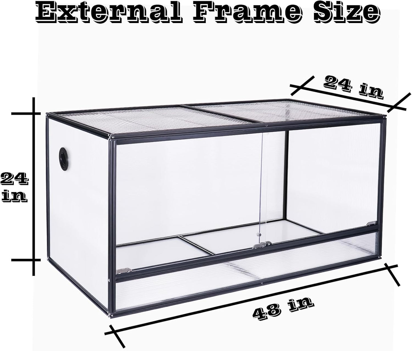 120 Gallon Bearded Dragon Tank, 48"x24"x24" (4x2x2 ft) Large Reptile Terrarium, Reptile Enclosure with Aluminum Frame, Mesh Top, Sliding Lock Doors