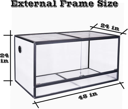 120 Gallon Bearded Dragon Tank, 48"x24"x24" (4x2x2 ft) Large Reptile Terrarium, Reptile Enclosure with Aluminum Frame, Mesh Top, Sliding Lock Doors