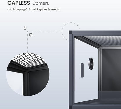 50 Gallon Bearded Dragon Tank, Reptile Enclosure for Easy Maintenance, Front Opening Reptile Tank with Top Screen Ventilation & Glass Sliding Door 36''x18''x18''