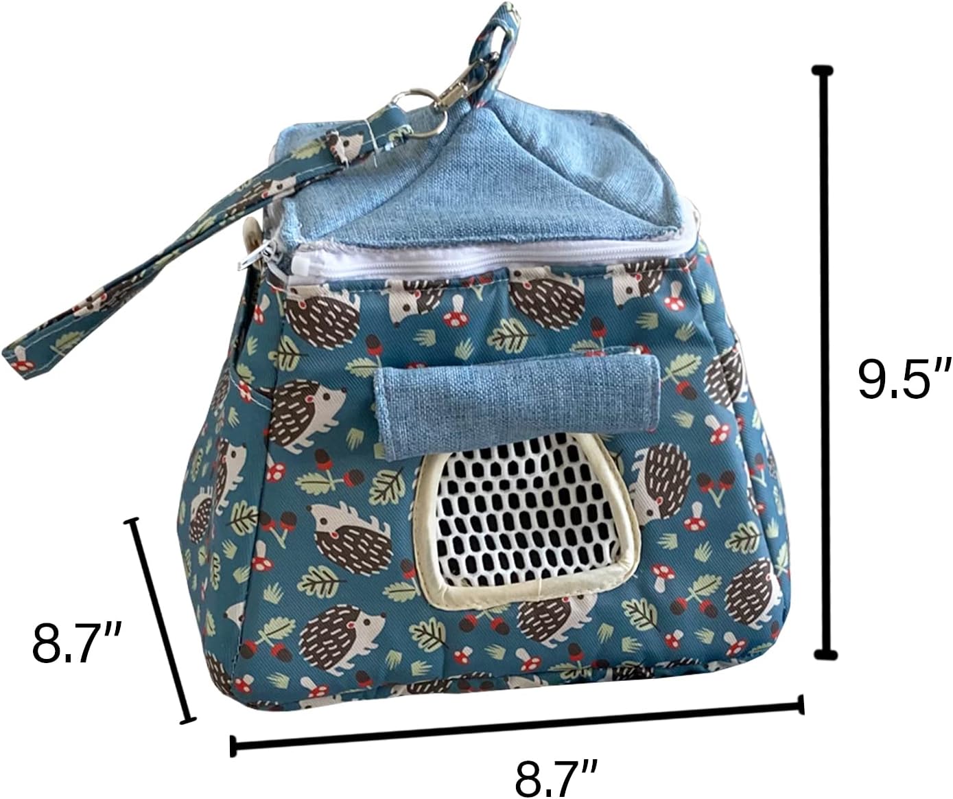 Portable Outgoing Flannel Hedgehog Carry Carrier Bag House Hideout Habitat Beds for Sugar Glider Hamster Guinea Pig Ferret Squirrel Small Animal Carrier Pouch (Dark Blue)