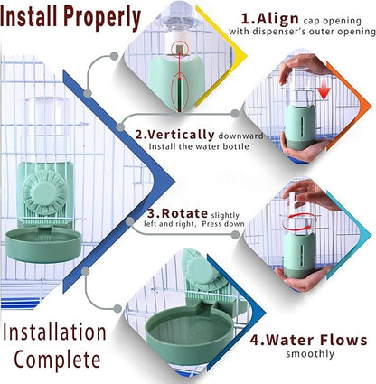 No Mess Bird Feeder Water Dispenser for Cage, Parakeet Cage Accessories, Automatic Bird Water Feeder for Parrots Cockatiel Budgies Finches (Feeding Doors Over 3.15 * 3.15 Inch)
