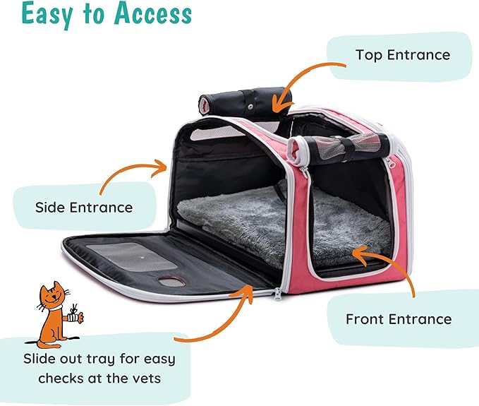 New Premium Soft-Sided 2-in-1 Kittyrama Cat Carrier & Home Hideaway – Vet-Recommended Calming Den, Dual-Use Lounge & Travel Carrier with SBS Zippers, Airline-Approved Under-Seat Fit