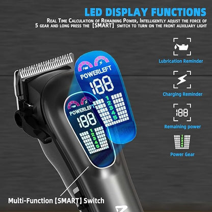 MCBB Dog Clippers - Low Noise, 5-Mode Heavy-Duty with LED Display, Rechargeable, Cordless Pet Grooming Tool