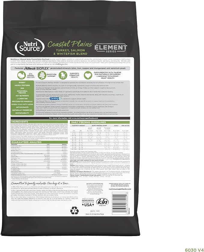 NutriSource Element Series Coastal Plains Dry Dog Food, Turkey, Salmon, and Whitefish, 12LB