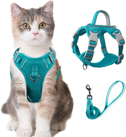 Cat Harness and Leash Set for Walking Escape Proof for Small Large cat Kitten Harness with ID tag Pocket (Blue,XXS)