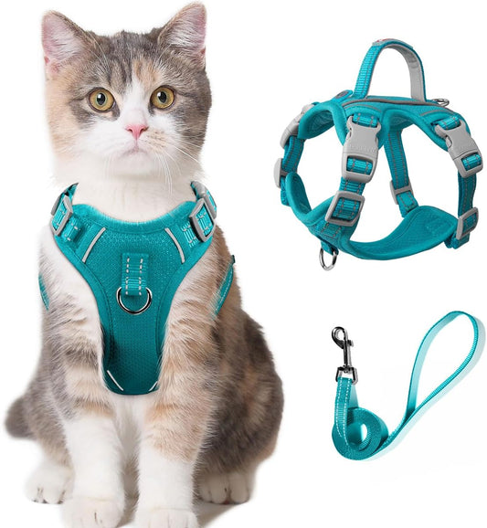 Cat Harness and Leash Set for Walking Escape Proof for Small Large cat Kitten Harness with ID tag Pocket (Blue,XXS)