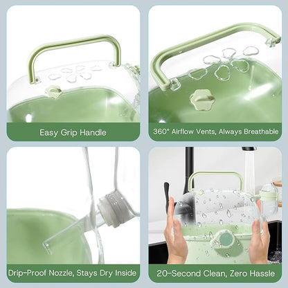 Portable Hamster Carrier for Travel - Acrylic Small Animal Cage with Ventilation Holes,Escape-Proof Hamster Travel Cage for Outdoor Picnics, Vet Visits (Mint Green)