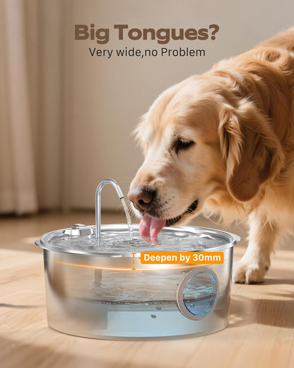 Pet Water Fountain for Large Dogs: Metal Dog Water Fountain - Silent Big Cat Fountains for Drinking - 3.2G/406oz/12L Water Fountain Dog Bowl Inside - GROOKPET Fountains with 6 Filters + 3 Sponges