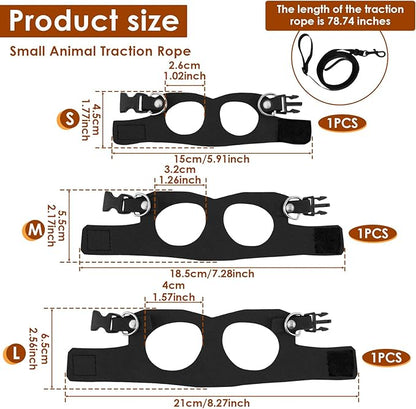3 Pcs Bearded Dragon Harness and Leash Set, 3 Sizes Adjustable Soft Leather Lizard Harness with Leash, Small Animal Traction Rope Training Walking Vest for Bearded Dragon Lizard Squirrel (Black、)