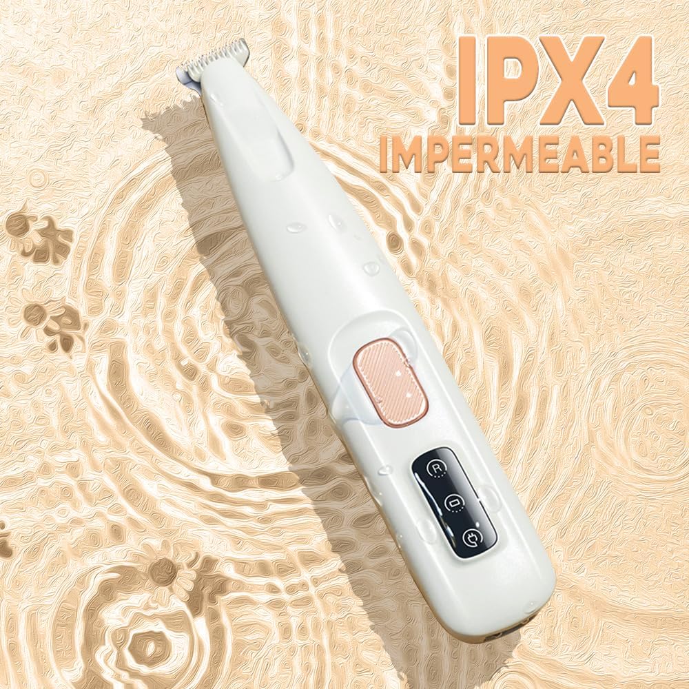 Paw Trimmer, Upgrade Multifunctional Pet Hair Clippers Waterproof Rechargeable Pet Shaver with LED Light, Pet Paw Trimmer for Paws Eyes Ears Face Rump (1PC), White