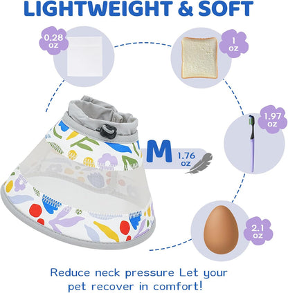 Breathable Air Mesh Cat Cone Collar Soft to Stop Licking, Adjustable, Foldable Lightweight Kitten Cones After Surgery Recovery for Cats & Kittens (Flower,M)