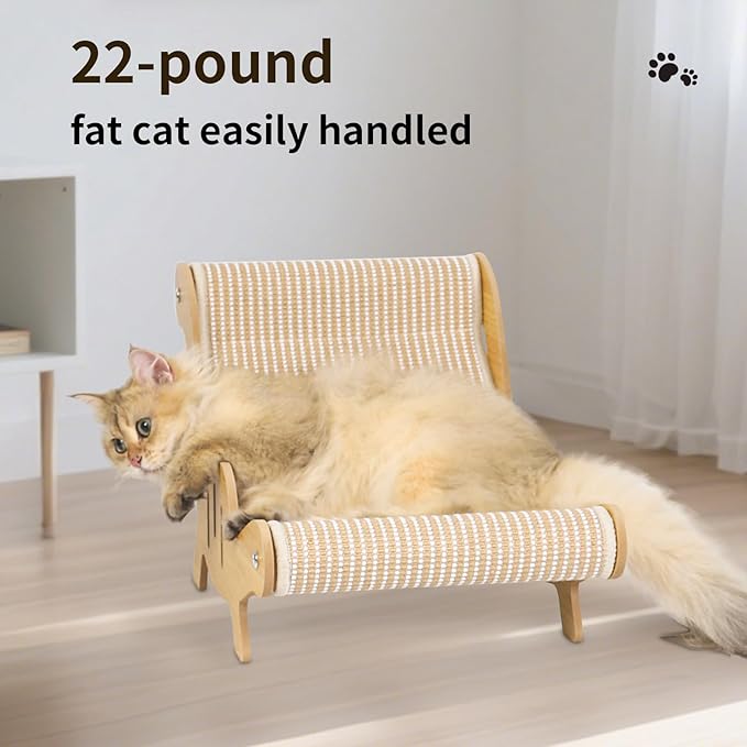 Cat Scratcher，cat Toys for Indoor Cats, Hand-Woven Hemp Rope, no Shedding, cat Bed, Durable and Sturdy, Beautifully Crafted Wood.