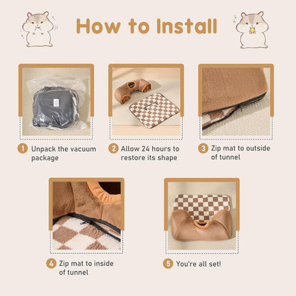 Avont Guinea Pig Hideout Tunnel, Large Hideaway Play Tube Toys Mat for Small Animal Dwarf Rabbits Chinchillas Hamsters Hedgehogs Ferrets Bearded Dragons and Rats -Brown