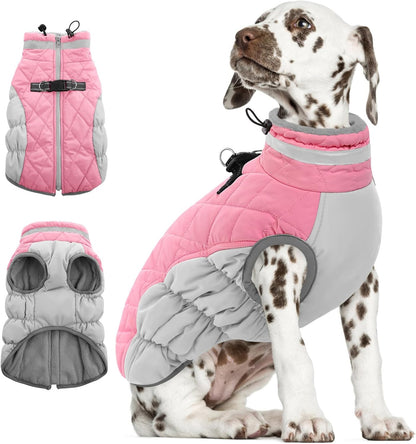 AOFITEE Dog Coat, Warm Dog Jackets for Small Dogs, Dogs Winter Coat with Harness Built in, Reflective Pet Winter Jacket, Waterproof Windproof Puppy Puffer Jacket Fleece Vest, Pink XS