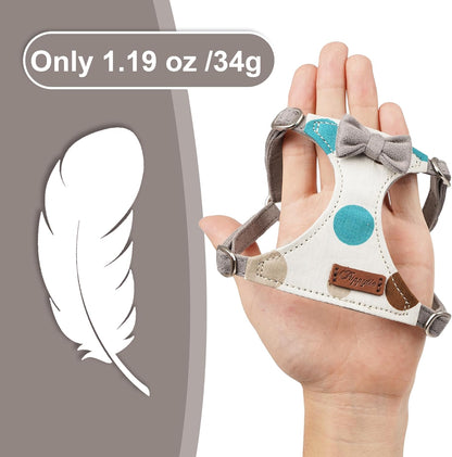 Puppytie No Pull Dog Harness with Multifunction Dog Leash,Soft Adjustable No Choke Escape Proof Pet Harness Vest for Medium Dogs,Polka dots Smoke Grey,M