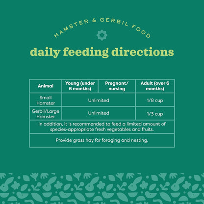 Oxbow Essentials Hamster and Gerbil Food – Complete Daily Diet with Vitamins & Minerals, High-Fiber Uniform Pellets for Balanced Nutrition, Vet-Formulated Small Animal Food, 15 lb, Made in USA