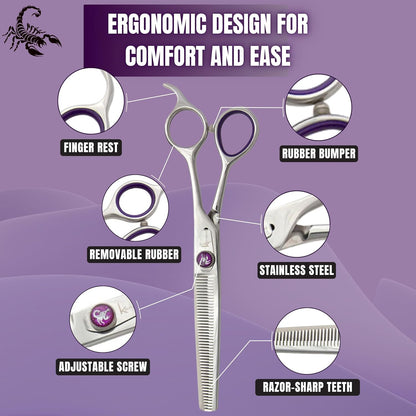 Kenchii Scorpion Dog Grooming Scissors, 46 Tooth Thinning Shears, Dog Scissors for Grooming, Professional Pet Grooming Scissors, Heavy Duty, Durable and Sharp