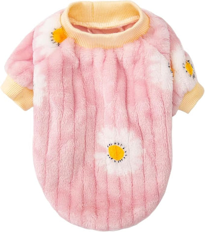 FabriCastle Small Dog Sweaters, 3-Pack Dog Clothes, Soft and Warm Pet Jackets for Small Dogs Girl & Cats, Winter Pet Apparel Costumes, Female Puppy Outfits for Christmas (Pink,Violet,Yellow, X-Large)