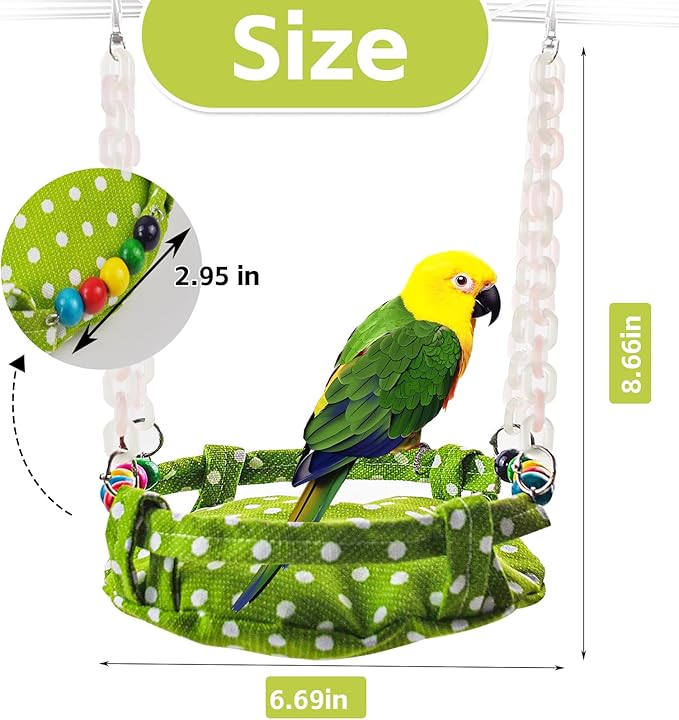 Bird Toy Climbing Hammock Nest Wooden Hanging Bird Bed for Cage Perch Stand Swing with Parrot Bell Toy for Parakeet Cockatiel Conure Cockatoo