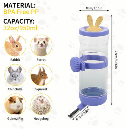 Large Capacity 950ml Hamster Water Dispenser,Small Animal Water Bottle Automatic Bottle Dispenser Large Capacity for Rabbits, Guinea Pigs, Hamsters, Ferrets, Chinchillas, Hedgehogs & Rodents