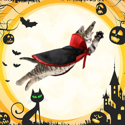 5 Pcs Cat Halloween Vampire Costume Halloween Pet Costume Clothes Set Cat Vampire Cloak Devil Witch Hat Bat Wings Wizard Clothes for Puppy Cosplay Dress up Accessories