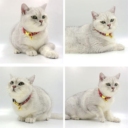 Personalized Cat Collar with Bells,Velvet Customized Small Cat Collar with Name Tag,Pet Collar with Name Phone Number Engraved ID Tags for Boy and Girl Kitten Cats (Red Christmas cat Collar)