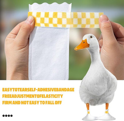 20 Pcs Disposable Boots for Real Duck Feet, Bumble Foot for Duck Pet Duck Supplies with Blue Bandage, Large Size (Yellow)