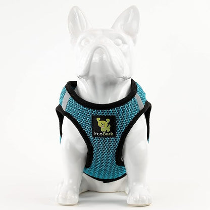 EcoBark Step in Dog Harness - Reflective Soft Luxurious Mesh Dog Harnesses for XXS, XS, Small, and Medium Dogs - Eco-Friendly Comfort Secure Halter No Pull Adjustable Pet Vest (Aqua Sport, XXXS)