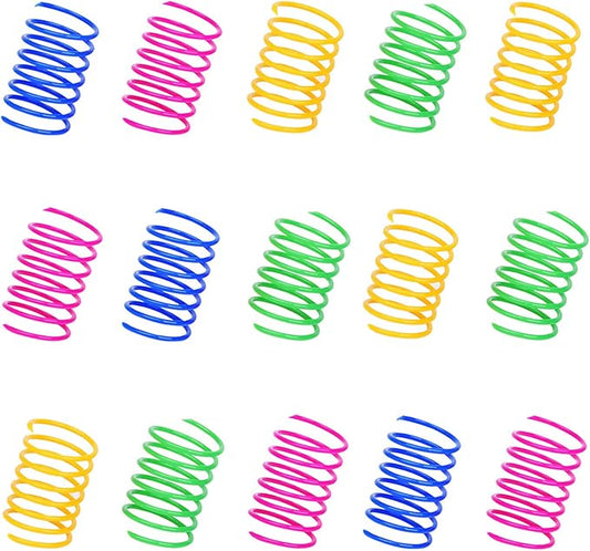 ISMARTEN 100 Pack Pet Wide Colorful Springs Cat Toys Plastic Coil Spiral Springs for Cat Kitten Pets (Random Color)