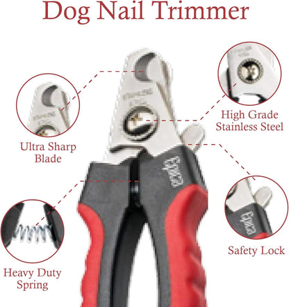 Epica Professional Dog Nail Clipper - Dog Nail Trimmer for Large Dogs - Easy and Safe Pets Grooming Clippers - Cat Claw Trimmer with Safety Guard (Large)