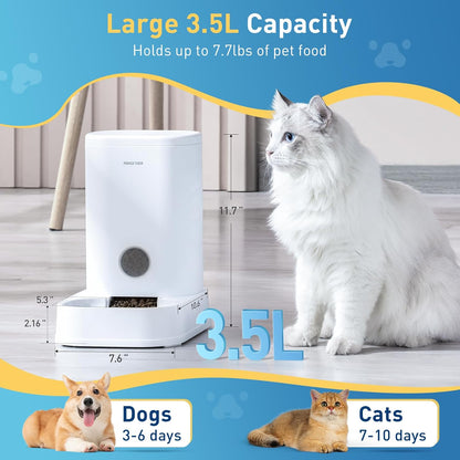 PAWGETHER® Gravity Cat Feeder, Self-Dispensing Dog Food Dispenser, Pet Food Station 1 Gallon/3.5L Capacity Automatic Pet Feeder Cat & Dog Food Bowl, Easy to Fill