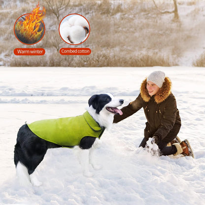 Fleece Dog Coat Pet Jacket Reflective for Cold Weather for Extra Large to Small Pets(Green,S)