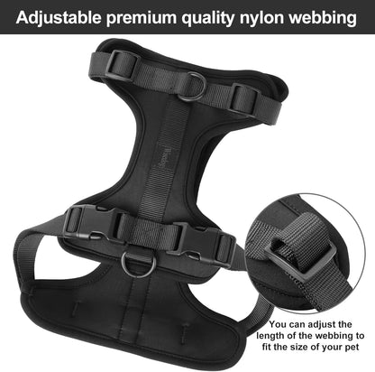 No Pull Lightweight Dog Harness: Adjustable Durable Breathable Mesh Pet Vest Harness with Soft & Comfortable Cushion, for Small Medium Large Dogs (Medium, Black)