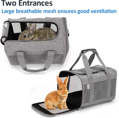 kathson Small Animal Carrier Bag, Guinea Pig Rabbit Travel Carrier Breathable Mesh Window Pet Portable Hand Bag for Hamster Bird Bunny Bearded Dragon Kitty and Etc (Grey)