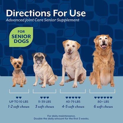 NaturVet Senior Advanced Joint Health Dog Supplement – Includes Glucosamine, MSM, Chondroitin, Collagen – Helps Supports Canine Joint Health Function – 60 Ct. Soft Chews