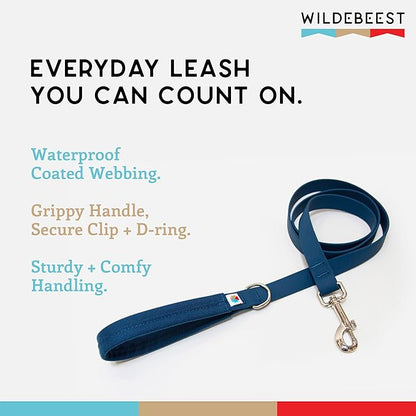 Wildebeest Funston Waterproof Dog Leash - Heavy Duty 4ft Long Leash for Small, Medium and Large Dogs - 1000D Nylon, Scratch & Stink-Resistant & Pill-Free - Nylon Wrap Handle (3/4" Wide, 4 ft Length)