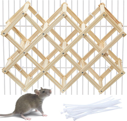 Wooden Rat Climbing Toys, Natural Pet Rat Cage Accessories Climbing Ladder, Fancy Rats Enrichment Toy Activities, Hanging Rodent Toys for Pet Rats in Cage Playing Chewing (L, 1pc)