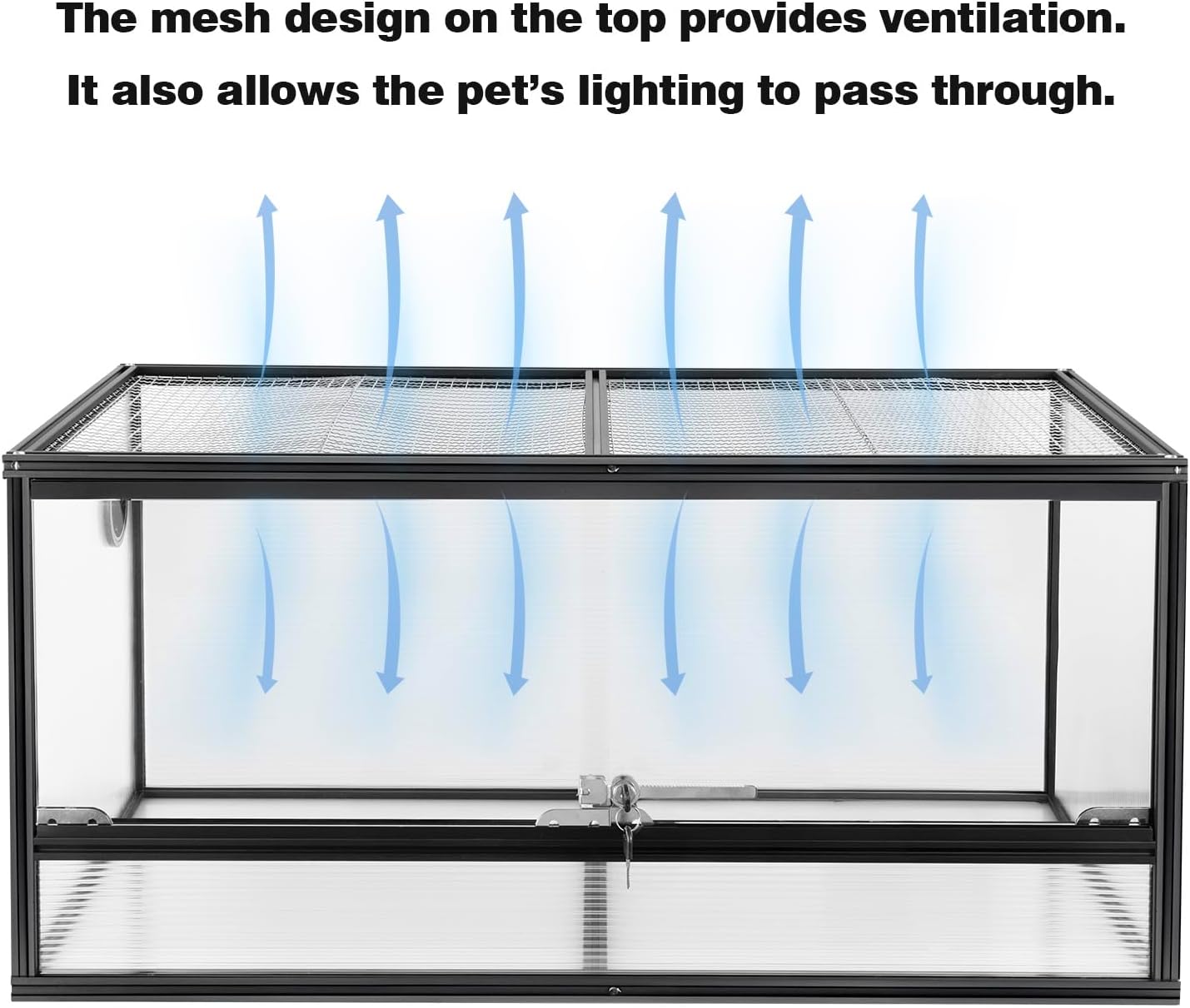 50 Gallon Bearded Dragon Tank, 36"x18"x18" (3x1.5x1.5 ft) Reptile Terrarium, Medium Reptile Enclosure with Aluminum Frame, Mesh Top, Lock Doors